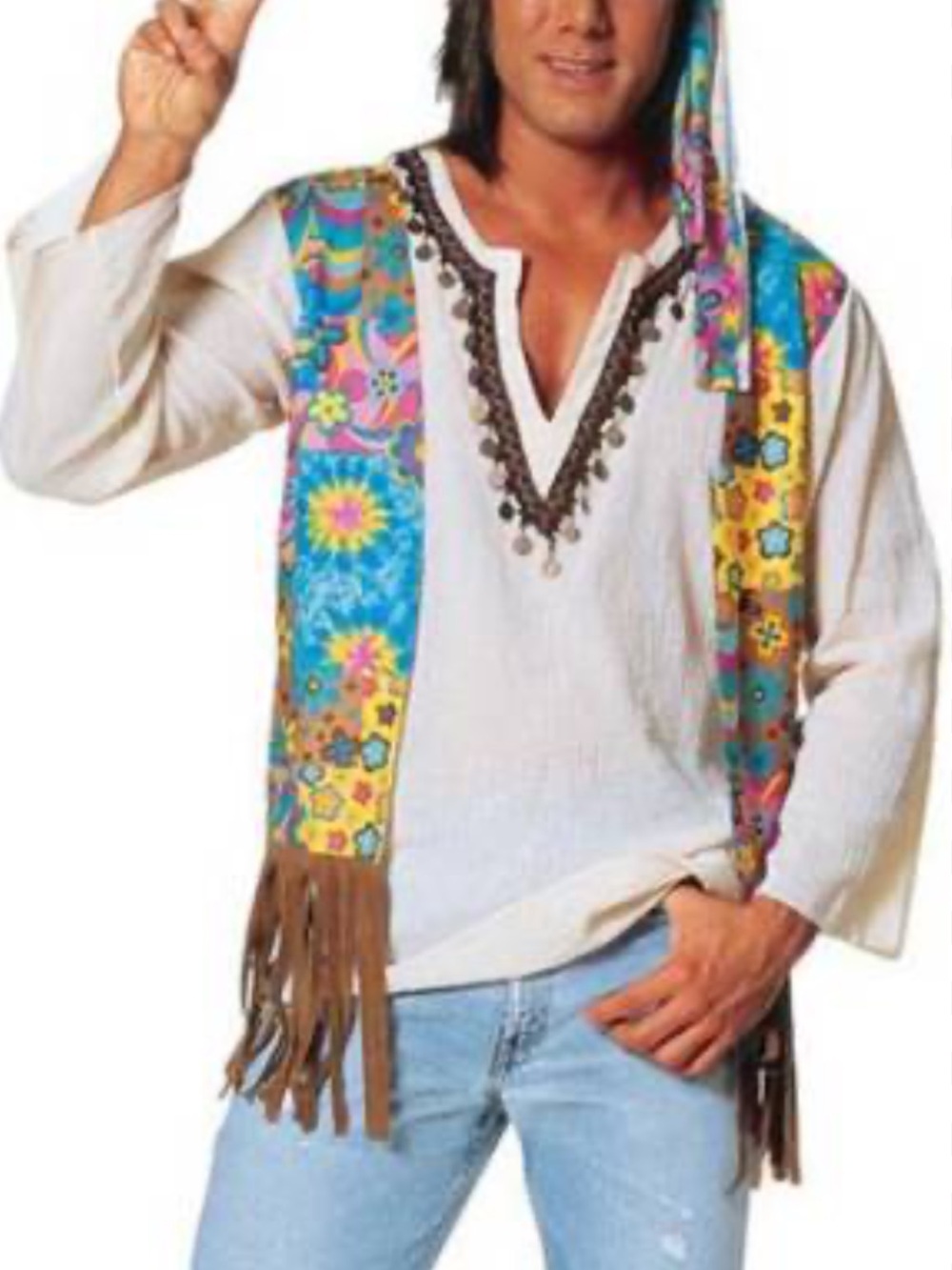 70’s Hippy Costume shirt vest for Adults